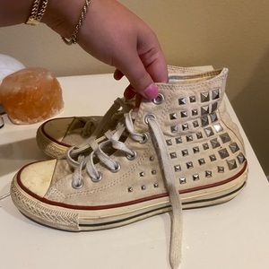 White High Top Studded Converse | Poshmark